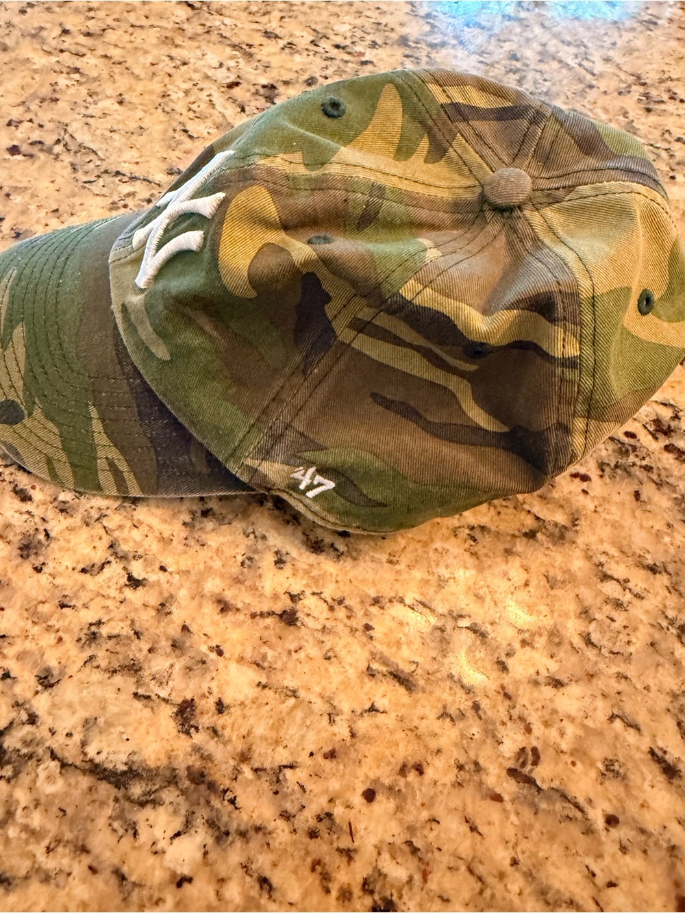 Camo Baseball Cap with White NY Logo - Picture 2 of 4